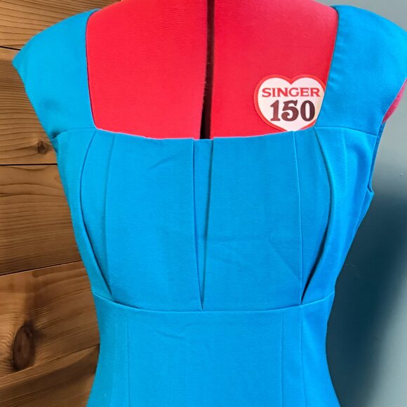 Calvin Klein Teal Cap Sleeve Sheath Dress Size 10 - Picture 3 of 8